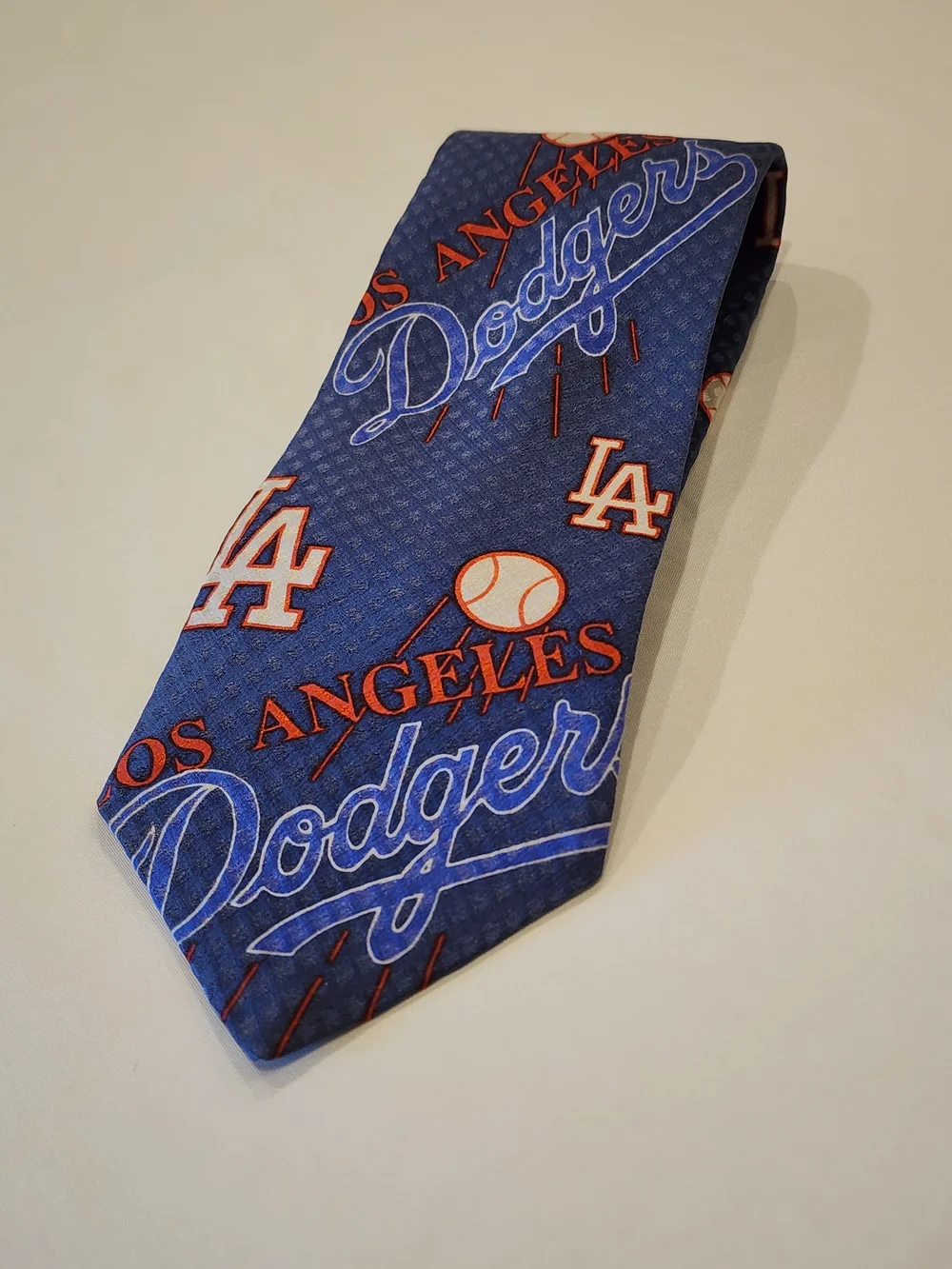 Vintage 92' Ralph Marlin Blue Los Angeles Dodgers Logo Tie with Red Accents
